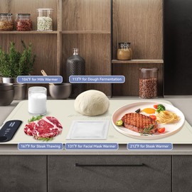 Revolutionary Rollable Full Surface Heating Warming Mat for Food Party Buffet Daily Use, Portable Electric Silicone Defrosting Tray, Hot Plate Keep Food Warm (Beige)