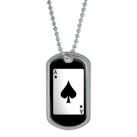 GRAPHICS & MORE Playing Cards Ace of Spades - Poker Military Dog Tag Keychain