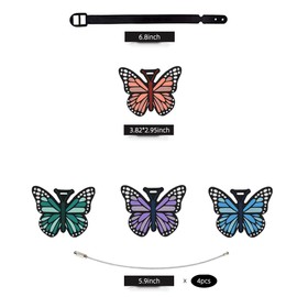 VIOCIWUO Cute Luggage Tags for Women 4 Pack, Butterfly Luggage Tags Funny Silicone Luggage Tag with Privacy ID Card Colorful Butterfly Bag Tag for Suitcase Backpack Cruise Travel