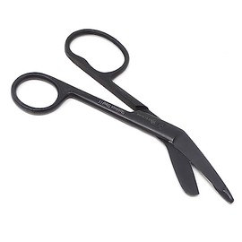 A2ZSCILAB One Large Ring Premium Lister Bandage Scissors All Black Fluoride Coated Color Stainless Steel (Black 4.5")