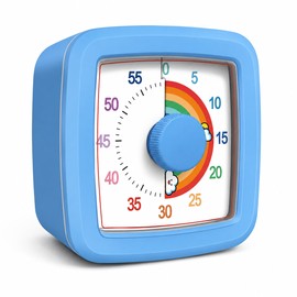 60-Minute Visual Timer for Kids & Kitchen – Silent Countdown Timer with Color Display, Alert & Soft Night Light for Study, Classroom and Cooking, Blue