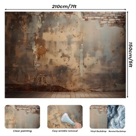 7x5FT Brick Wall Backdrop for Photography Vinyl Black Brick Backdrop Brown Brick Concrete Picture Backdrop Background Baby Birthday Graduation Party Decor Photo Booth Studio Video Christmas Decoration