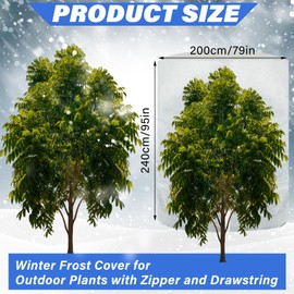 WILLBOND 2 Pcs 79 x 95 Inches Winter Pot Plant Covers Freeze Protection Bag Cylindrical Frost Cloths Shrub Frost Covers with Zipper Drawstring for Outdoor Plants Winter Garden Trees Potted Plants Rain