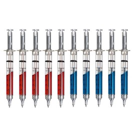 noTrash2003 Set of 10 Ballpoint Pens in Syringe Shape Various Colours (Set of 10 Blue/Red)