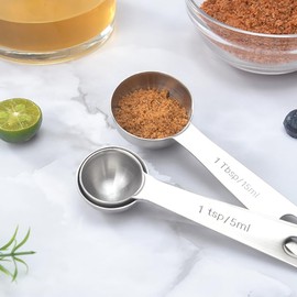 FSSTUD 2 Pcs 15ml Stainless Steel Measuring Scoops Dry Liquid Ingredient Measuring Spoons Baking Cooking Teaspoons Metal Kitchen Gadgets for Home
