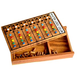 Superhirn the Master of Logic Colour Puzzle Wood Logic Game with Colour Codes Combination Game Strategy Game Thinking Game Wooden Puzzle Game for 2 Players