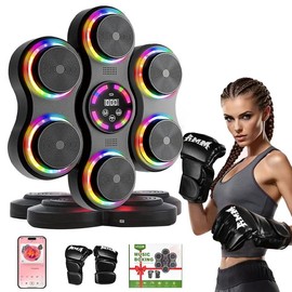 Music Boxing Machine, Boxing Wall Mount Machine For Adult, Smart Boxing Traineing Machine With Boxing Gloves, Boxing Workout Equipment Target For Home, Office, Gym (Upgrade) - Colour: BLACK