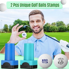 Gersoniel 2 Pack Golf Ball Stamp Self-Inking Golf Ball Stamp Markers Reusable Golf Ball Marking Tool to Identify Golf Balls for Golfer Gift Golfing Accessories(Fashion)