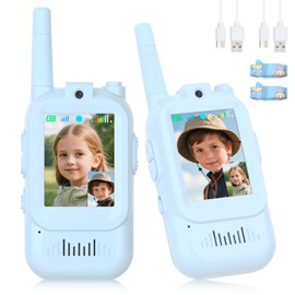 Kids Toys Mini Video Walkie Talkies for Kids 2 Pack，for 3 4 5 6 7 8 Years Old Boys and Girls,Four Sound Effects Available Birthday Gifts(Blue+Blue)
