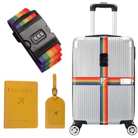Luggage straps with locks, Luggage Strap Colors Travel Packing Straps with Number Lock Travel Suitcase Belts Suitcase Tags with Name ID Card Packing Straps for Suitcases Strap