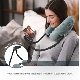 ENCASED Neck Pillow Phone Holder- Magnetic Gooseneck Arm for Laying in Bed/Car/Couch/or Travel - Comfortable Memory Foam for Kids and Adults