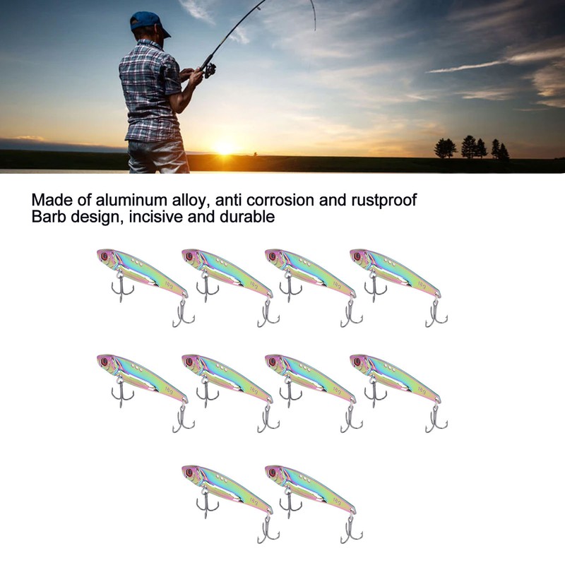 10PCS Fish Shape Artificial Bait High Simulation Aluminum Alloy Fishing