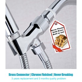 All Metal Handheld Shower Head Holders, 1/2" Shower Hose Holder Fits Most Hand Showerheads, Brass Hand Held Shower Head Holder Adjustable Shower Arm Mount, Easy to Install(Chrome)