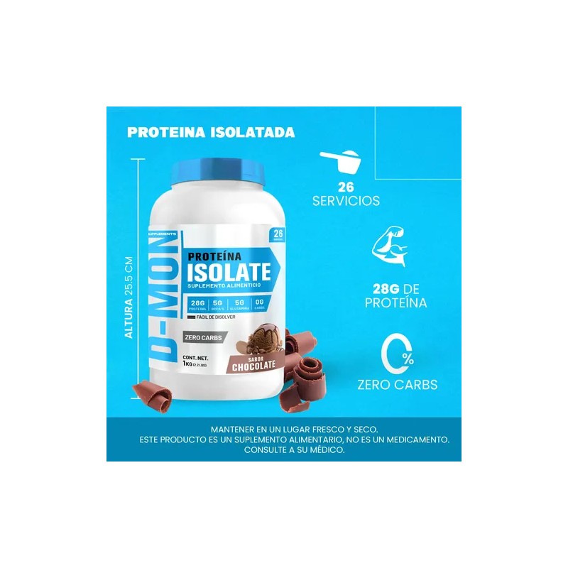Proteína Isolate Suplemento En Polvo 1kg D-mon 26 Servicios
