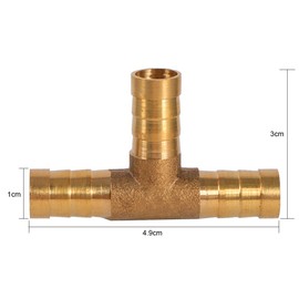 Brass Hose Connector, Barbed T Piece Gas Hose Connector Adapter Quick Release 3 Way Gas Connector Joiner Fuel Line Brass T Piece for Fuel Air Water Gas Oil(10mm) 10mm tee piece