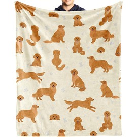 Golden Retriever Fleece Blanket – Ultra-Soft Fleece Throw Blanket, Lightweight and Cozy for Couch, Bed, Travel, Gift for Dog Lovers (Dog-A, 50-60 in)