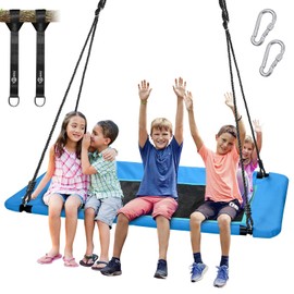 Trekassy 700lb 60" Rectangle Platform Tree Swing for Kids and Adults Waterproof 2 Hanging Straps (Blue)