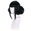 MAGQOO Black Wig with Buns Short Straight Bob Wig with