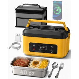 TaskStar Heated Lunch Box, Cordless Battery Powered Electric Lunchbox