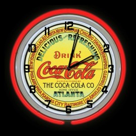Coca Cola 19" Drink Coca Cola Coke Atlanta Sign Double Red or Yellow Neon Clock  - Red