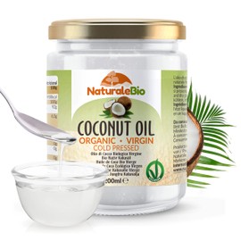 Organic Virgin Coconut Oil 200 ml. Raw Cold Pressed. 100% Bio, Pure and Natural. Native Unrefined Organic. Country of origin Sri Lanka. NaturaleBio