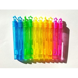 10 Mini BUBBLES wands NEON rainbow stars Childrens party birthday bag fillers
