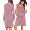 SWOMOG Women Maternity Nursing Gown and Robe Set 3 in