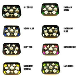 Dice Chamber–Laser Etched Metal Dice Storage~ Color and Design Options (Plasma Red, D20)