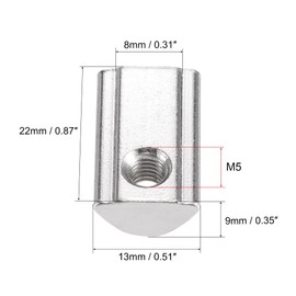 TA-VIGOR M5 T Slot Nuts Roll-in Spring T-Nuts, Carbon Steel Nickel Plated for 4040 Series Aluminium Extrusion Profile Rail 8mm Slot, 10Pcs