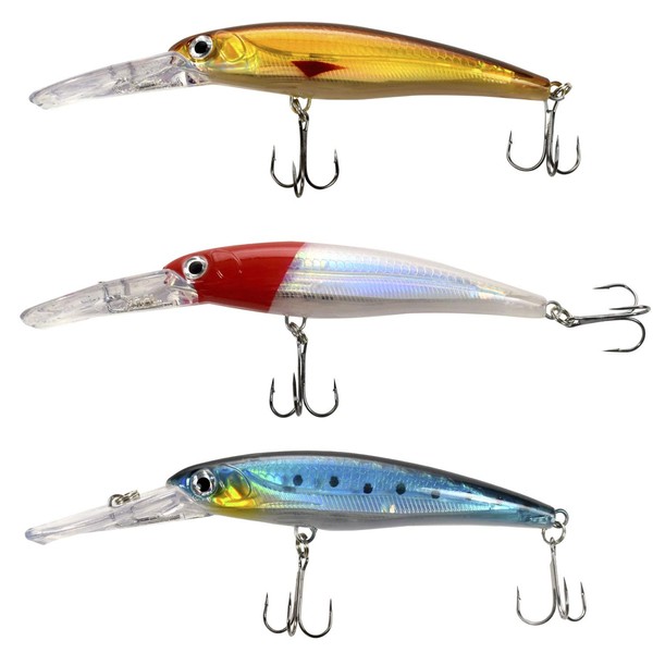 HQRP 6.7" Fishing Lure Kit 1.1oz Floating Minnow Jerk Crank Topwater Tackle Fresh-Water Salt-Water Fish Bait Set for Bluegills, Bass, Trout, Crappies