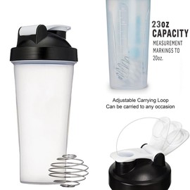 LEDON® 700ml Shaker Ball Sport Bottle Cup GYM Protein Supplement Drink Blender Mixer (1x)