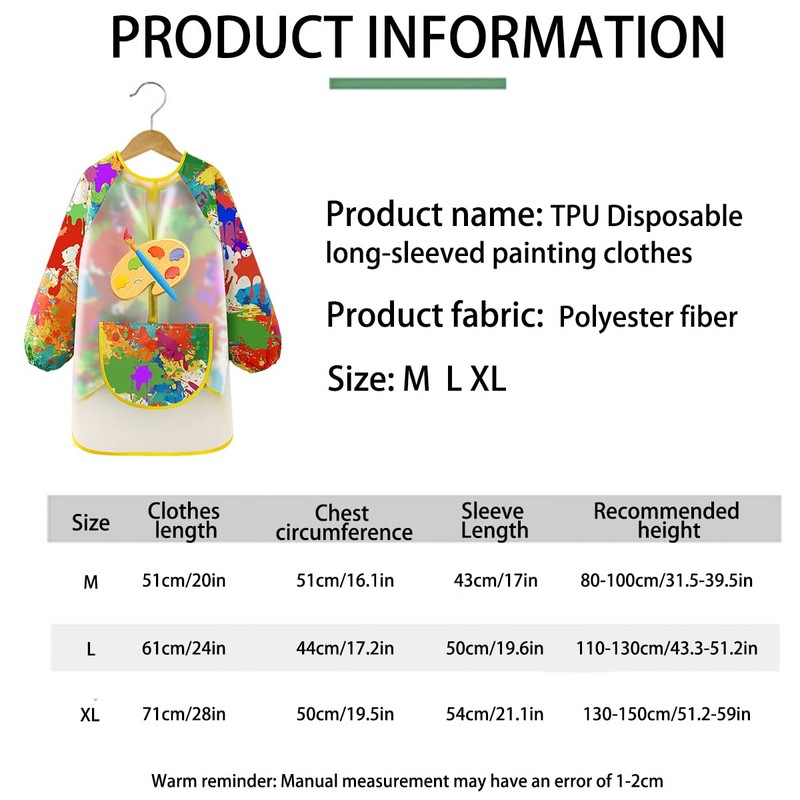LXOrdora Kids Art Apron Waterproof Smock Long Sleeved Graffiti M