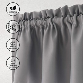 Hiasan Valance Curtains for Kitchen Blackout Thermal Insulated Solid Window Curtain Valance, Grey, 42 x 18 Inches, 1 Panel