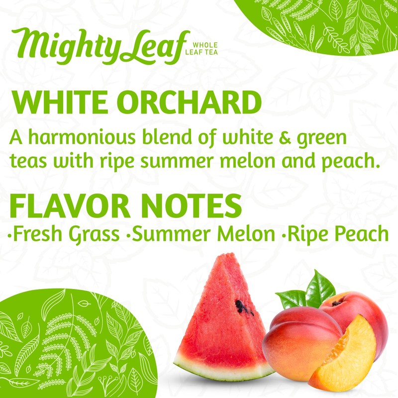 Mighty Leaf White Orchard White Tea – 100 Count Foil-Wrapped