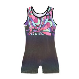 Cucudy Gymnastics Leotards for Girls Gradient Sparkle Color Dance Leotard Sleeveless Dancewear Girls Leotards Athletic Ballet Dance Dress Kids 3 4 5 6 7 8 9 10 11 12 Years
