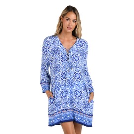 La Blanca Women's Tunic Swimsuit Cover Up, Blue//Alboran Sea, Small