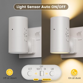 Fibrdoo Night Light Plug in, Dusk to Dawn Sensor Led Night Light with Adjustable Brightness and Color, Dimmable Nightlight for Hallway, Bedroom, Kids Room, Kitchen, Garage, Stairway