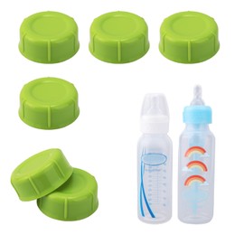 BOXOB 6pcs Narrow Baby Bottle Caps for Dr. Brown's & Medela, Reliable BPA Free Travel Bottle Cap with Sealing, Gasket Storage Lids Replacement Parts Accessories(Green)