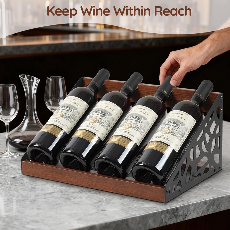 TRSPCWR 4-Bottle Rustic Countertop Wine Rack