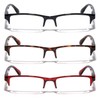 V.W.E. 3 Pairs Rectangular Half Rim Reading Glasses - Simple