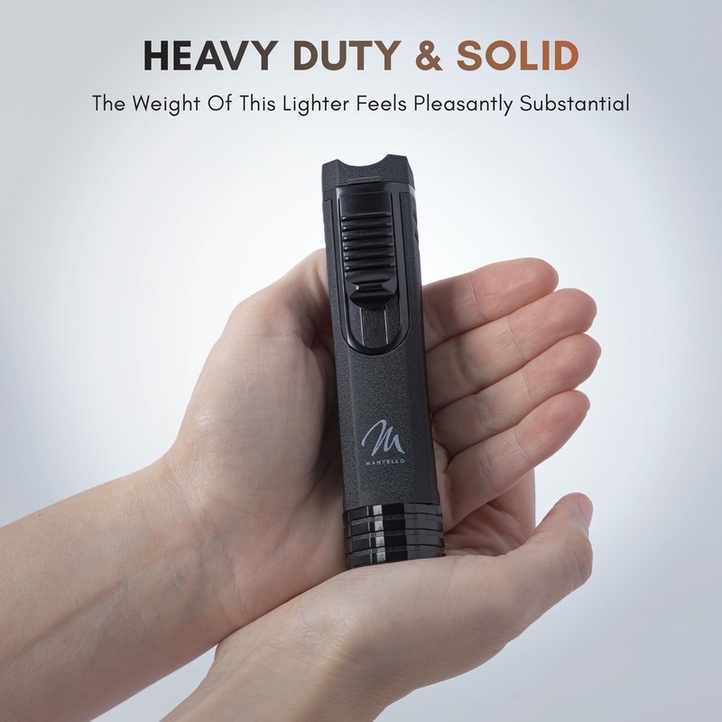 Mantello Torch Lighter, Cigar Butane Lighter- Single Flame Cigar Torch