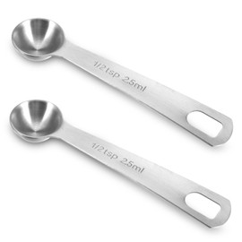 1 Teaspoon(1/2 TSP | 1/6 Tbsp | 2.5 Ml | 2.5 Cc | 1/12 Oz) 2 Pcs Measuring Spoons Stainless Steel Single Measuring Spoon Long Handle Scoop for Measuring Coffee Grains Protein Spices Dry Goods