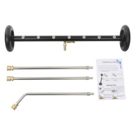 Pressure Washer Undercarriage Cleaner and Water Broom Attachment, 2 in 1 16inch Pressure Washer Attachment Under Car Cleaner with 3 Pcs Extension Wand, 1500-4000psi 1/4'' Connection Interface (Black)