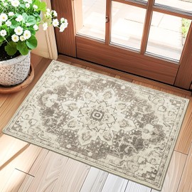 XWZO - Alfombra de área de 2 x 3 pulgadas para entrada, suave y lavable, estilo clásico, diseño floral, cubierta de piso antideslizante, ultra fina de pelo bajo, tapete de puerta interior para