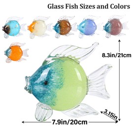 QIANLING Glass Fish Figurines - Coastal Home Decor, Modern Ocean Centerpieces for Living Room, Dining Area, Bathroom, Office, Coffee Table, Beach House, Nautical, Seaside, Entrance, Shelf Display