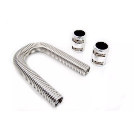 HRC Flexible Radiator Hose Kit Flex Stainless Steel Universal Hot Rod Chevy Ford 24"