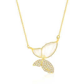 Vxddy Women's Necklace Women Delicate Butterfly Pendant Trendy Necklaces 18K Gold-Plated Sterling Silver Jewellery, Gold