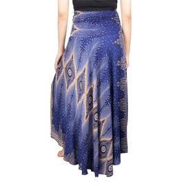 LOFBAZ Long Maxi Skirts for Women Gypsy Hippie Clothes Bohemian Boho Dress Plus, Diseño #6 Azul, Talla única