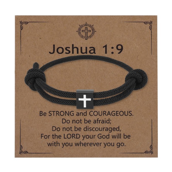 Easter Basket Stuffers Essentials, Inspirational Joshua 1:9 Cross Bracelet Adjustable