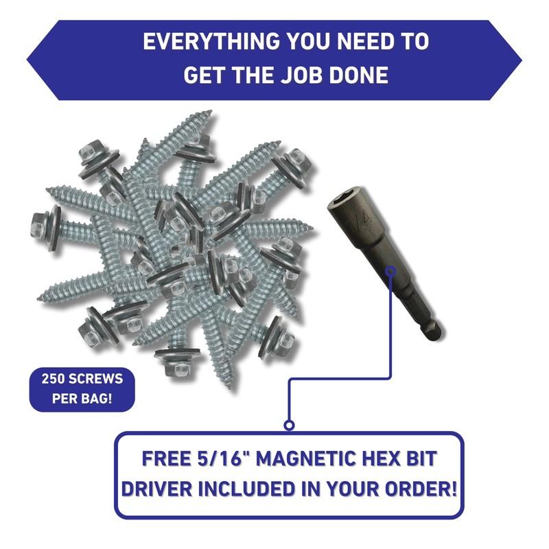 EAGLE 1 Metal Roofing Screws: #17 Metal Building Screws (250-Count),Oversized